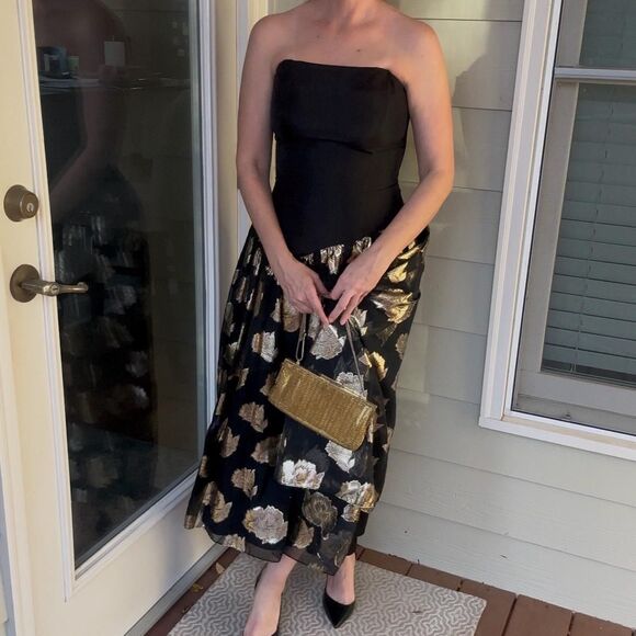 Vintage 1990s Gunne Sax Jessica McClintock Metallic Holiday Cocktail Dress - Picture 10 of 16